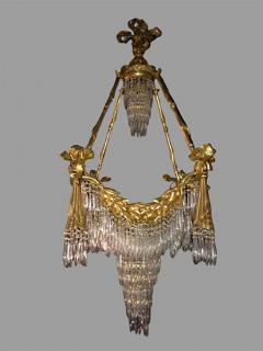 Dor Bronze Louis XVI Style Crystal Ribbon Tassel Drapery Chandelier - 2490648