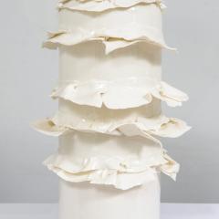 Dora Stanczel French Bespoke Pair of Glazed Porcelain Wide Swirl Lamps - 4485646