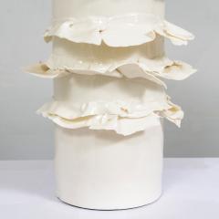 Dora Stanczel French Bespoke Pair of Glazed Porcelain Wide Swirl Lamps - 4485647