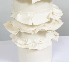 Dora Stanczel French Bespoke Pair of Glazed Porcelain Wide Swirl Lamps - 4485648