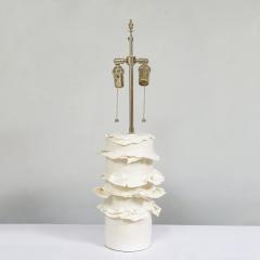 Dora Stanczel French Bespoke Pair of Glazed Porcelain Wide Swirl Lamps - 4485650