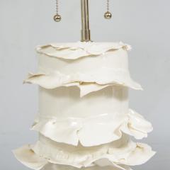 Dora Stanczel French Bespoke Pair of Glazed Porcelain Wide Swirl Lamps - 4485651