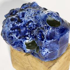 Dora Stanczel REFUGE BLUE porcelain and wood sculpture - 3541429