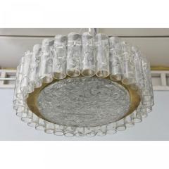 Doria Leuchten German Mid Century Modern Hand Blown Glass and Brass Chandelier - 4272279