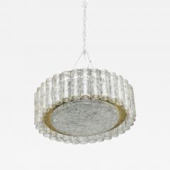 Doria Leuchten German Mid Century Modern Hand Blown Glass and Brass Chandelier - 4279110