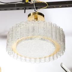 Doria Leuchten Mid Century Modernist Cylindrical Glass Brass Chandelier by Doria Leuchten - 3352836