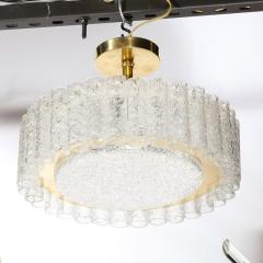 Doria Leuchten Mid Century Modernist Cylindrical Glass Brass Chandelier by Doria Leuchten - 3352837