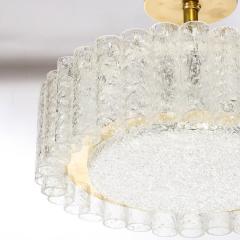 Doria Leuchten Mid Century Modernist Cylindrical Glass Brass Chandelier by Doria Leuchten - 3352838