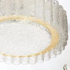 Doria Leuchten Mid Century Modernist Cylindrical Glass Brass Chandelier by Doria Leuchten - 3352872