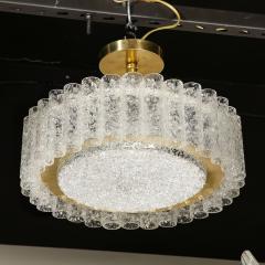 Doria Leuchten Mid Century Modernist Cylindrical Glass Brass Chandelier by Doria Leuchten - 3352875