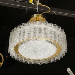 Doria Leuchten Mid Century Modernist Cylindrical Glass Brass Chandelier by Doria Leuchten - 3352939