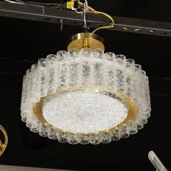 Doria Leuchten Mid Century Modernist Cylindrical Glass Brass Chandelier by Doria Leuchten - 3352967