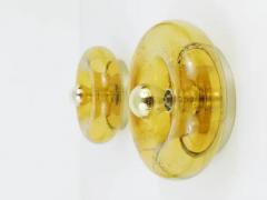 Doria Leuchten One Round Handblown Amber Glass Sconce by Doria Germany 1970s - 4041965