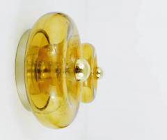 Doria Leuchten One Round Handblown Amber Glass Sconce by Doria Germany 1970s - 4041966