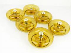 Doria Leuchten One Round Handblown Amber Glass Sconce by Doria Germany 1970s - 4041999