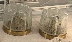 Doria Leuchten Pair 1960s Murano Glass Flush Mounts Sconces by Doria - 3966424