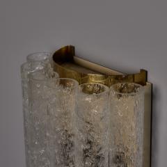Doria Leuchten Pair of 1970s Doria Leuchten Brass and Ice Glass Wall Lamps - 4587689