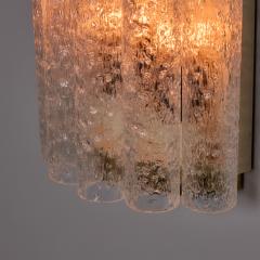 Doria Leuchten Pair of 1970s Doria Leuchten Brass and Ice Glass Wall Lamps - 4587690