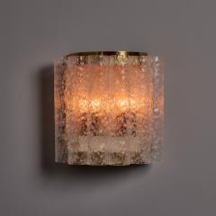 Doria Leuchten Pair of 1970s Doria Leuchten Brass and Ice Glass Wall Lamps - 4587691