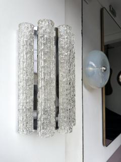 Doria Leuchten Pair of Glass Tube and Metal Chrome Sconces by Doria Leuchten Germany 1970s - 3438151