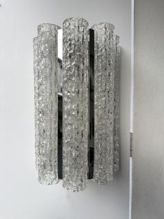 Doria Leuchten Pair of Glass Tube and Metal Chrome Sconces by Doria Leuchten Germany 1970s - 3438152