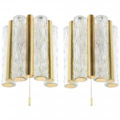 Doria Leuchten Set of Murano Glass and Brass Sconces by Doria Leuchten Germany C 1960s - 3333484