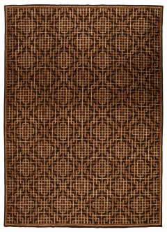 Dorie Leslie Blau Collection Modern Pavilion Design Geometric Brown Wool Rug - 3579249
