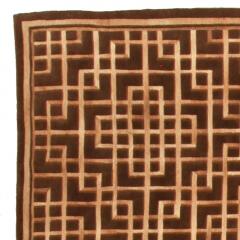 Dorie Leslie Blau Collection Modern Pavilion Design Geometric Brown Wool Rug - 3579252