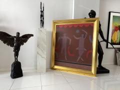 Doris Emrick Lee Ribbon Dance Female Figure with Blue Ball Oil on Canvas - 4697154