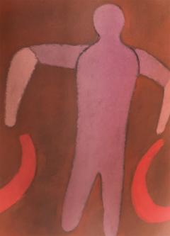Doris Emrick Lee Ribbon Dance Female Figure with Blue Ball Oil on Canvas - 4697158