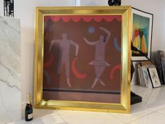 Doris Emrick Lee Ribbon Dance Female Figure with Blue Ball Oil on Canvas - 4697164