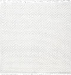 Doris Leslie Blau Bauer Collection White Herringbone Design Modern Wool Rug II - 3578553