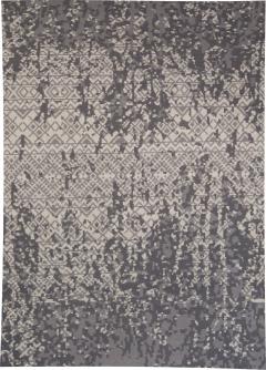 Doris Leslie Blau Collectio Contemporary Abstract Petra Gray Handmade Wool Rug - 3616357