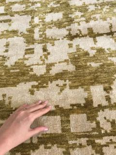 Doris Leslie Blau Collection Abstract Green Element in Hand knotted Silk I - 3579281