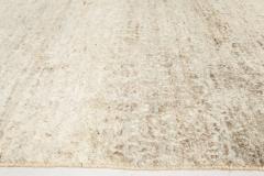 Doris Leslie Blau Collection Abstract Modern Beige Green Handmade Wool Runner - 3579291