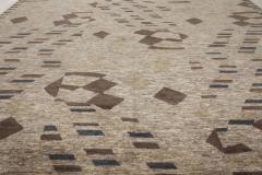 Doris Leslie Blau Collection Abstract Rug Beige Blue Brown Handmade Wool Rug - 3578587