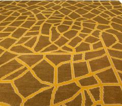 Doris Leslie Blau Collection Abstract Yellow Brown Snake Skin Handmade Wool Rug - 3578029