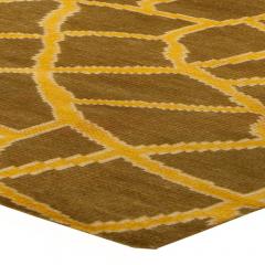 Doris Leslie Blau Collection Abstract Yellow Brown Snake Skin Handmade Wool Rug - 3578031