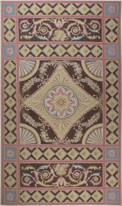Doris Leslie Blau Collection Aubusson Design Rug in Blue Brown Green and Pink - 3578283