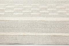 Doris Leslie Blau Collection Bauer Geometric Beige Black Handmade Wool Rug I - 3579339