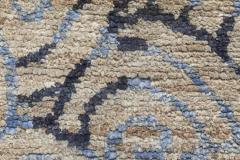 Doris Leslie Blau Collection Beige Gray and Sky Blue Hand Knotted Hemp Rug - 3579347