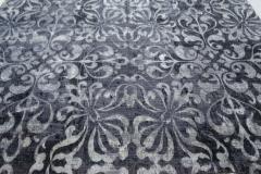 Doris Leslie Blau Collection Black and Gray Passion Flowers Rug - 3580766