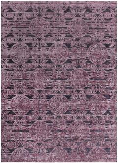 Doris Leslie Blau Collection Bold Indian Lilac Plum Handwoven Silk Wool Rug - 3578910