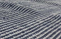 Doris Leslie Blau Collection Contemporary Blue Striped Flat Weave Wool Rug - 3579446