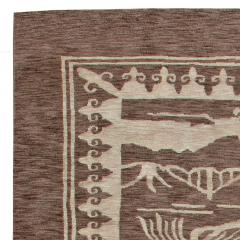 Doris Leslie Blau Collection Contemporary Floral Brown White Handmade Wool Rug - 3578382