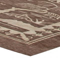 Doris Leslie Blau Collection Contemporary Floral Brown White Handmade Wool Rug - 3578383