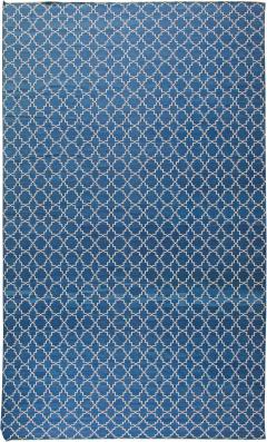 Doris Leslie Blau Collection Contemporary Indian Dhurrie Blue White Cotton Rug - 3578420