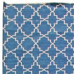 Doris Leslie Blau Collection Contemporary Indian Dhurrie Blue White Cotton Rug - 3578422