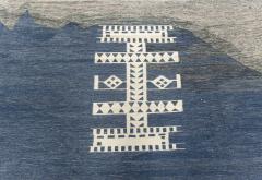 Doris Leslie Blau Collection Contemporary Kilim Rug in Blue Gray Ivory Red - 3578837