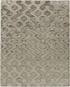 Doris Leslie Blau Collection Contemporary Silver Gray Hand Knotted Wool Silk Rug - 3578090